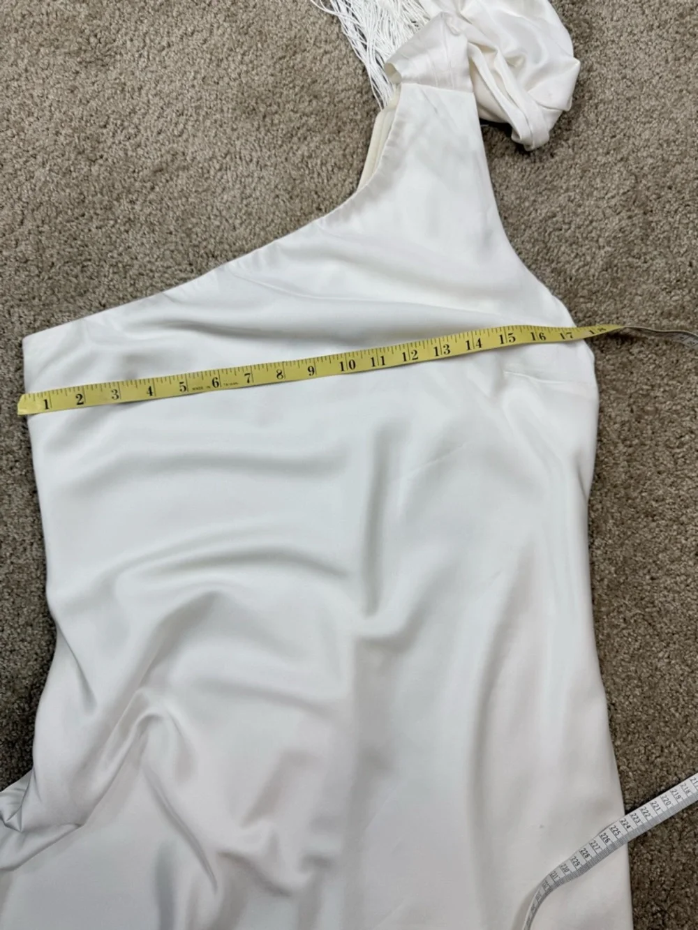 Abercrombie & Fitch One-Shoulder White Fringe-Scarf Cocktail Club Wedding Dress - Picture 7 of 14